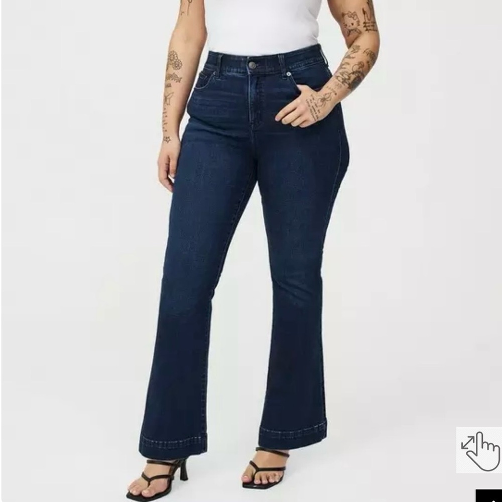 NWOT torrid 14 XT extra tall dark bombshell flare jeans super soft plus size